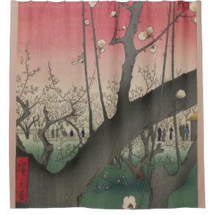 Hiroshige Plum Estate Kameido: Vintage Japanese Shower Curtain