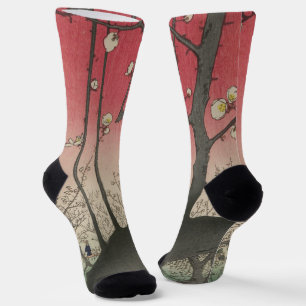 Hiroshige Plum Estate Kameido: Vintage Japanese Socks