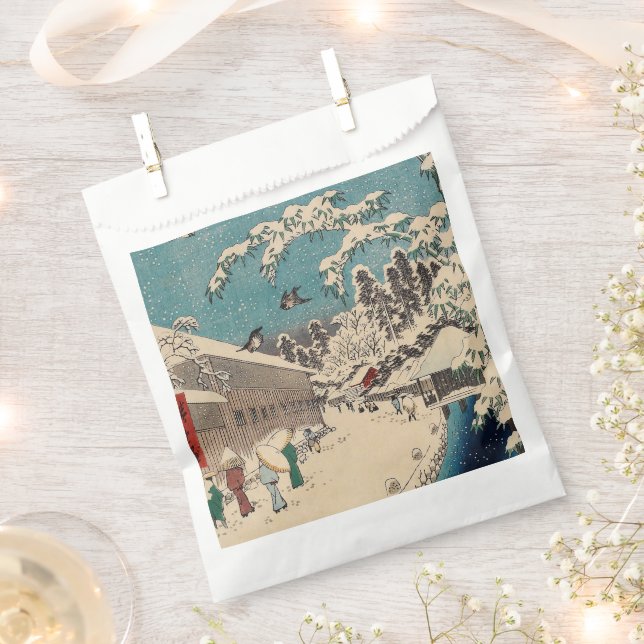 Hiroshige winter landscape japan country favour bags (Clipped)