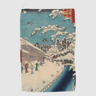 Hiroshige winter landscape japan country golf towel