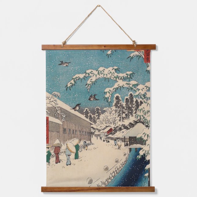 Hiroshige winter landscape japan country hanging tapestry (Front)