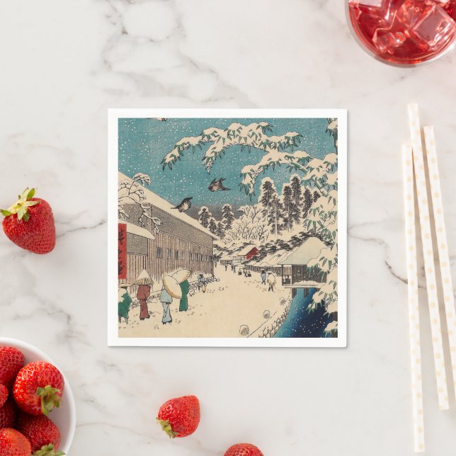 Hiroshige winter landscape japan country napkin (Insitu)