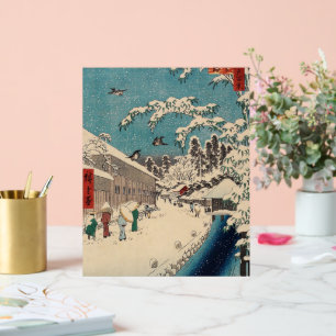 Hiroshige winter landscape japan ukiyo-e antique acrylic sign