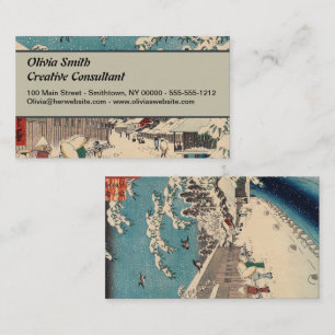 Hiroshige winter landscape japan ukiyo-e antique business card