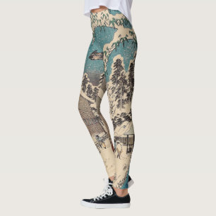 Hiroshige winter landscape japan ukiyo-e antique leggings
