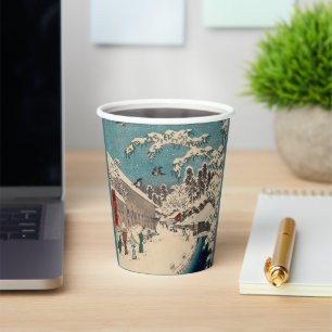 Hiroshige winter landscape japan ukiyo-e antique paper cups
