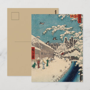 Hiroshige winter landscape japan ukiyo-e antique postcard