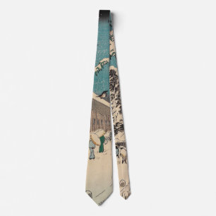 Hiroshige winter landscape japan ukiyo-e antique tie