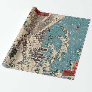 Hiroshige winter landscape japan ukiyo-e antique wrapping paper