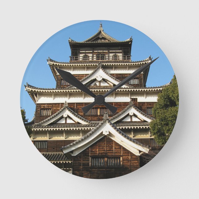 Hiroshima Castle 広島城, Hiroshima, Japan Round Clock (Front)