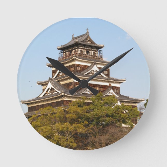 Hiroshima Castle 広島城, Hiroshima, Japan Round Clock (Front)