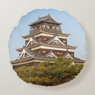 Hiroshima Castle 広島城, Hiroshima, Japan Round Cushion