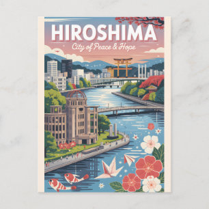 Hiroshima Japan Retro Travel Poster Art Holiday Postcard