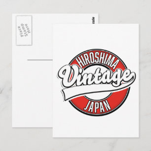 Hiroshima japan vintage style logo postcard