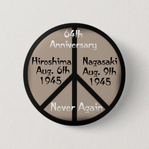 Hiroshima-Nagasaki Peace Sign 6 Cm Round Badge