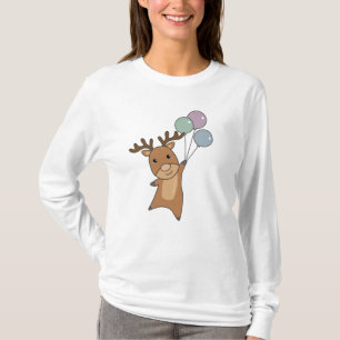 Hirsch Flies With Balloons Sweet Animals For Kids T-Shirt