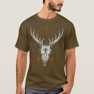 Hirsch Totenkopf Okkulte Magie Heilige Geometrie T-Shirt