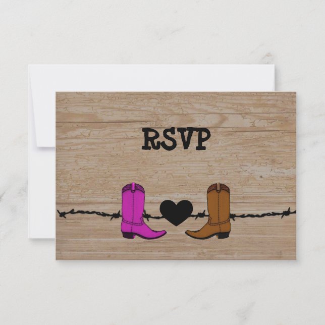 His And Her Cowboy Boots Reception RSVP Invitation (Front)