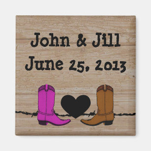 His And Her Cowboy Boots Wedding Favor Magnet