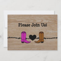 His And Her Cowboy Boots Wedding Invitation