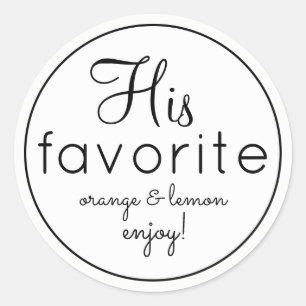 His and Her white favourite wedding favour Classic Round Sticker