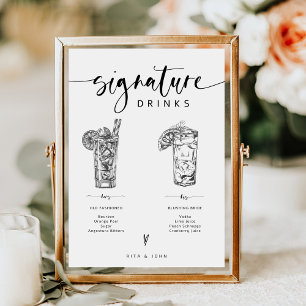 His and Hers Bar Signature Drinks Wedding Sign