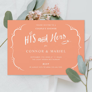 His and Hers Couples Wedding Shower Peach Invitation