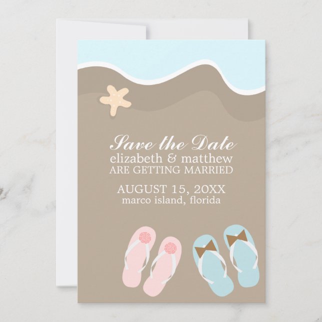 His and Hers Flip Flop Sandals Wedding Save The Date (Front)