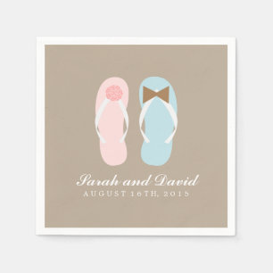 His and Hers Flip Flops Beach Wedding Napkin