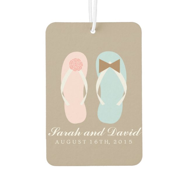 His and Hers Flip Flops Wedding Car Air Freshener (Back)