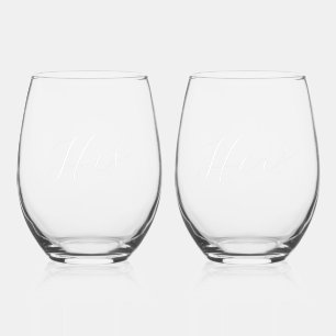 His and Hers Matching Set Stemless Wine Glass