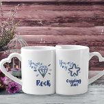 His and Hers Rock and Guiding Star Friends Couples Coffee Mug Set<br><div class="desc">In shades of blue and grey, these couples mugs each carry a different design. One mug reads "You are my rock" and the other reads "You are my guiding star". They are written in matching modern typography and completed with either, a line drawing of a star or a rock of...</div>