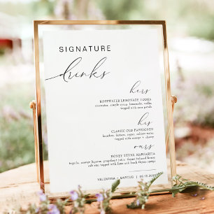 His and Hers Signature Drinks, Elegant Wedding Bar Poster