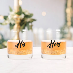 His and Hers Stylised Script Whiskey Glass