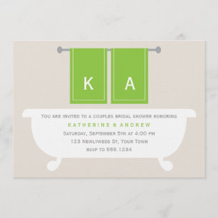 His and Hers Towels Bridal Shower {green} Invitation