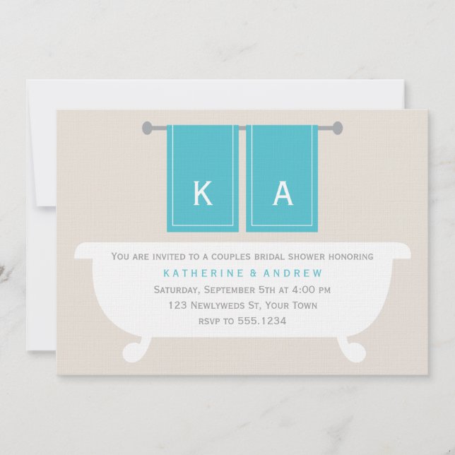 His and Hers Towels Bridal Shower {teal} Invitation (Front)