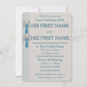 His and His Blue Oxford Pinstripe Invitation