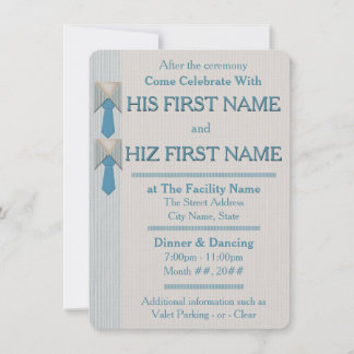 His and His Blue Oxford Pinstripe Invitation