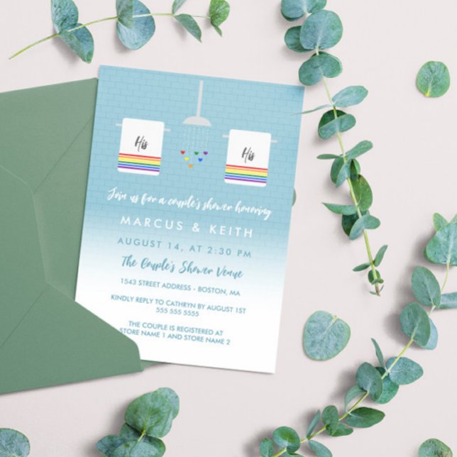 His and His Gay Couple's Shower Invitation (Creator Uploaded)