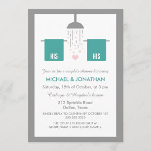 His and His Gay Couple's Shower Invitation
