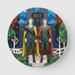 His and His Wedding & Anniversary Large Clock