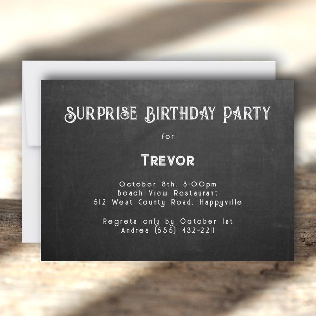 His Birthday Party Black Chalkboard Invitation (Creator Uploaded)