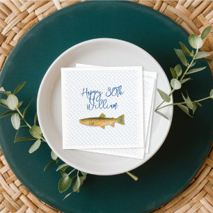 His Birthday Party Trout Fishing Paper Napkin