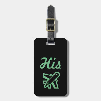 His Black and Green Luggage Tag