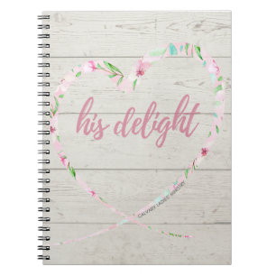 His Delight Notebook (light wood background)