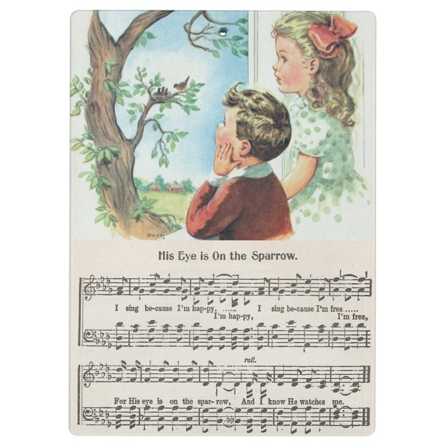 His Eye Is On The Sparrow acrylic clipboard (Back)