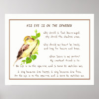 His Eye is On the Sparrow Comforting Hymn Art Post