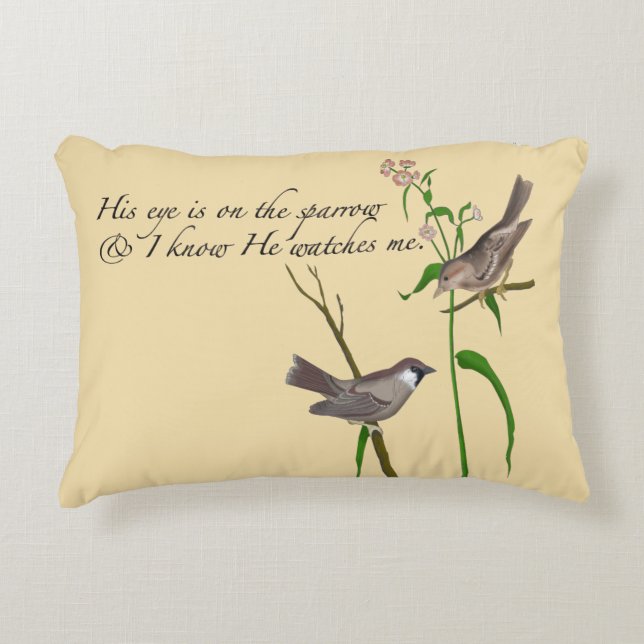His Eye is on the Sparrow Decorative Cushion (Front)