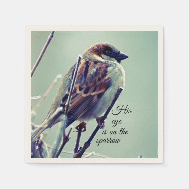 HIs eye is on the Sparrow Napkin (Front)