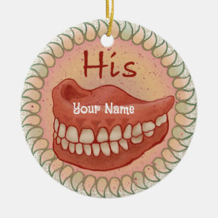 His False Teeth  Ceramic Tree Decoration